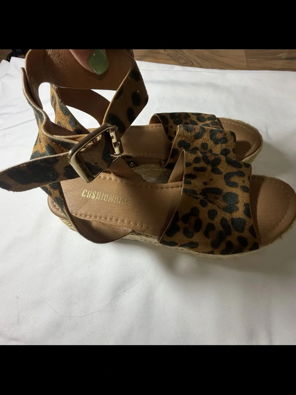 Leopard Print Bow Espadrille Sandals - Women
